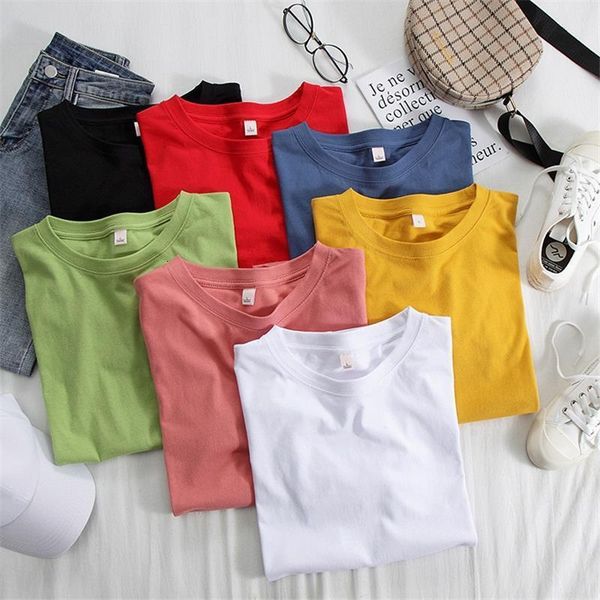 cotton basic t-shirt women black white green blue red yellow 7 color casual loose t shirt femme summer vogue tshirt female
cotton basic t-shirt women black white green blue red yellow 7 color casual loose t shirt femme summer vogue tshirt female