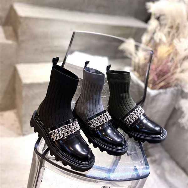 fashion brand chain decoration ankle boots women slip on knitting boots women platform shoes woman designers short, Black
fashion brand chain decoration ankle boots women slip on knitting boots women platform shoes woman designers short, Black