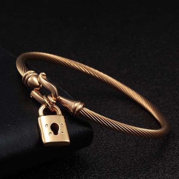 New Fashion Stainless Steel Lock Gold Plated Charm Pendant Bracelets For Men Women Wedding Hook Chain Link Bangle, Black
New Fashion Stainless Steel Lock Gold Plated Charm Pendant Bracelets For Men Women Wedding Hook Chain Link Bangle, Black
