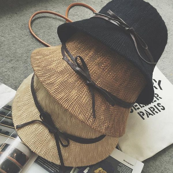 wide brim hats summer women hat female knitted sun bow straw braid strawhat bucket beach sunbonnet 7 colors, Blue;gray
wide brim hats summer women hat female knitted sun bow straw braid strawhat bucket beach sunbonnet 7 colors, Blue;gray