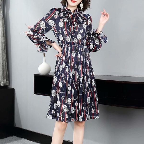 casual dresses spring women's fashion elegant chic long-sleeved elastic band printed dress, Black;gray
casual dresses spring women's fashion elegant chic long-sleeved elastic band printed dress, Black;gray