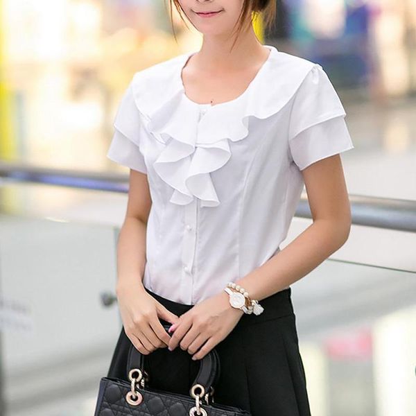 women's blouses & shirts plus size ruffles women clothes summer elegant ladies shirt white black short sleeve chiffon blouse casual wom
women's blouses & shirts plus size ruffles women clothes summer elegant ladies shirt white black short sleeve chiffon blouse casual wom