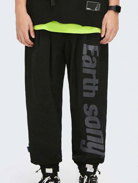 men letter graphic tapered pants y97a#, Black
