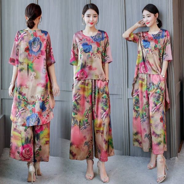 in674 imitation ice silk fashion silk screen skirt women's suit size large 2020 summer loose short sleeve mom printing two-piece suit t, Gray
in674 imitation ice silk fashion silk screen skirt women's suit size large 2020 summer loose short sleeve mom printing two-piece suit t, Gray