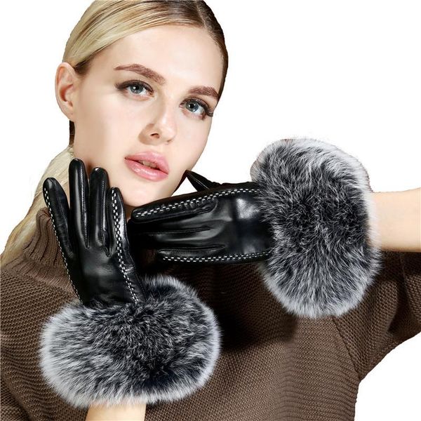 cashmere lining leather gloves female fur fashion plush warm thin telefingers gloves women' touch screen winter 02, Blue;gray
cashmere lining leather gloves female fur fashion plush warm thin telefingers gloves women' touch screen winter 02, Blue;gray
