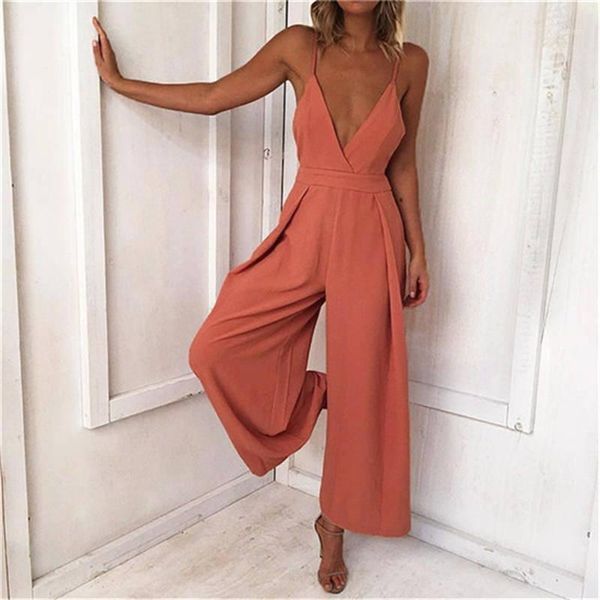 fashion 2020 summer women solid color jumpsuit spaghetti strap v-neck backless jumpsuits1, Black;white
fashion 2020 summer women solid color jumpsuit spaghetti strap v-neck backless jumpsuits1, Black;white