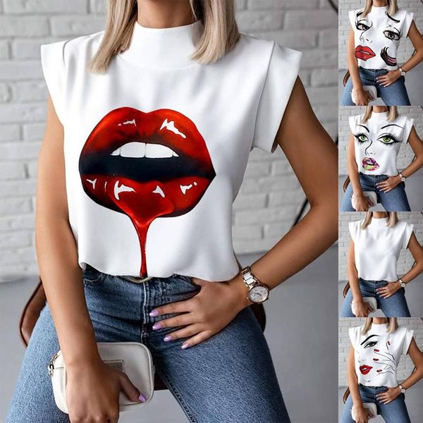 women's blouses & shirts women elegant lips print 2021 summer casual stand neck pullovers shirt fashion cute lady blouse blusas, White
women's blouses & shirts women elegant lips print 2021 summer casual stand neck pullovers shirt fashion cute lady blouse blusas, White