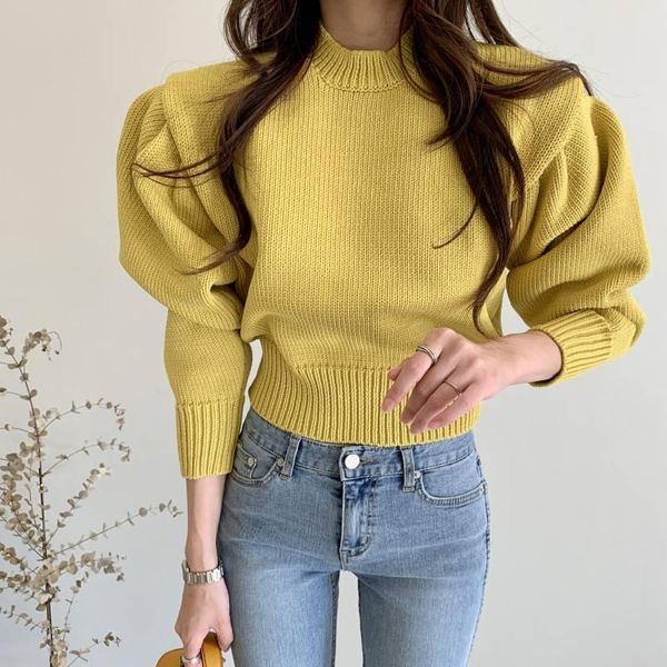 women's sweaters autumn candy colors slim waist pullovers 2021 o-neck all-match knitted sweater puff sleeve soft warm women, White;black
women's sweaters autumn candy colors slim waist pullovers 2021 o-neck all-match knitted sweater puff sleeve soft warm women, White;black
