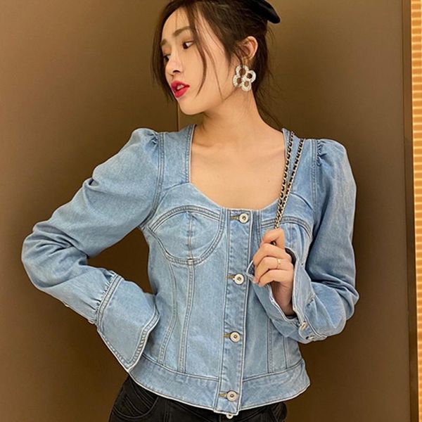 women square collar denim shirt backless bow tie sweet long sleeve single breasted 2020 autumn blouse, White
women square collar denim shirt backless bow tie sweet long sleeve single breasted 2020 autumn blouse, White