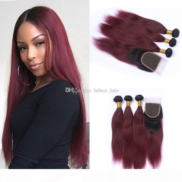 brazilian straight ombre human hair weaves 3 bundle with lace closure with baby hair two tone color 1b 99j dark roots burgundy, Black;brown
brazilian straight ombre human hair weaves 3 bundle with lace closure with baby hair two tone color 1b 99j dark roots burgundy, Black;brown