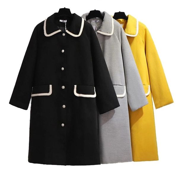 plus size wool blend jacket women 2021 autumn winter coat long sleeve single-breasted casual overcoat female outerwear xxl-6xl, Black
plus size wool blend jacket women 2021 autumn winter coat long sleeve single-breasted casual overcoat female outerwear xxl-6xl, Black