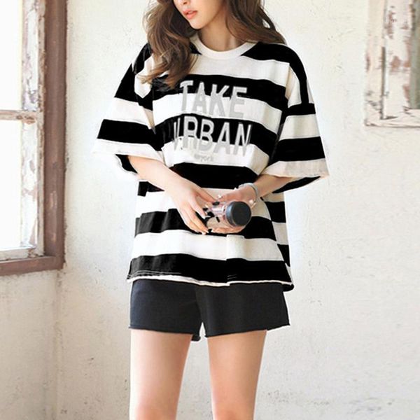 girl's loose striped casual suit female summer short-sleeved t-shirt student sports suit loose running shorts two-piece1, Black;blue
girl's loose striped casual suit female summer short-sleeved t-shirt student sports suit loose running shorts two-piece1, Black;blue