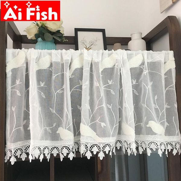white embroidered birds partition short curtains for kitchen pastoral laciness panels short window screen for home door wp004-4
white embroidered birds partition short curtains for kitchen pastoral laciness panels short window screen for home door wp004-4