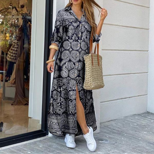 summer print lapel neck party dress vonda women elegant button down long shirt dress casual long sleeve maxi beach dress vestido y0118, Black;gray
summer print lapel neck party dress vonda women elegant button down long shirt dress casual long sleeve maxi beach dress vestido y0118, Black;gray