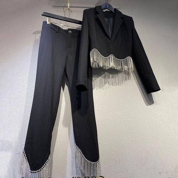 women's two piece pants seebeautiful rhinestone tassel stitching hasp short blazer coat lace up calf-length set fashion 2021 spring wom, White
women's two piece pants seebeautiful rhinestone tassel stitching hasp short blazer coat lace up calf-length set fashion 2021 spring wom, White