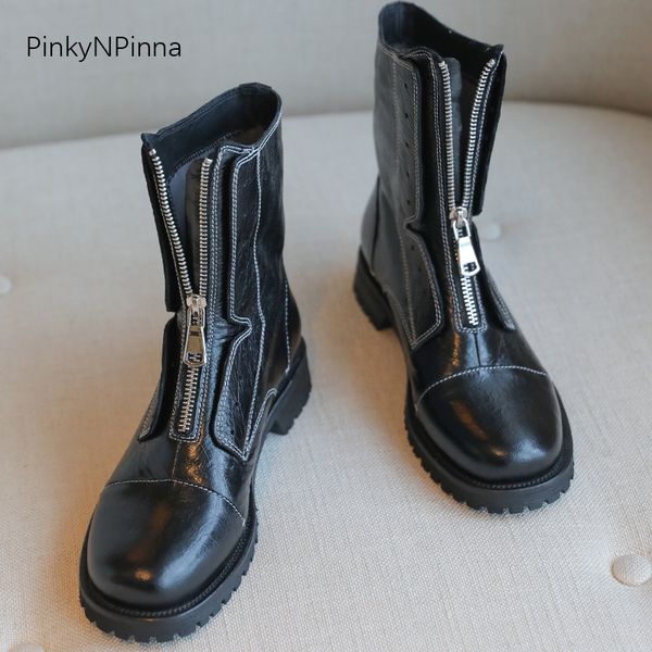 2020 new runway style luxury women genuine leather shining pleated front zip ankle boots street black booties shoes
2020 new runway style luxury women genuine leather shining pleated front zip ankle boots street black booties shoes