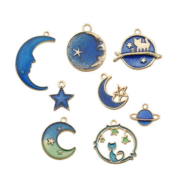 charms diy bracelet earrings necklace cute moon star planet enamel exquisite blue pendant for jewlery making, Bronze;silver
charms diy bracelet earrings necklace cute moon star planet enamel exquisite blue pendant for jewlery making, Bronze;silver