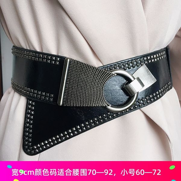 women's waistband with wide waistband, fashion trend rivet, punk style, versatile belt and dress shirt decoration, Black;brown
women's waistband with wide waistband, fashion trend rivet, punk style, versatile belt and dress shirt decoration, Black;brown
