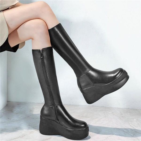 thigh high chunky platform pumps shoes women genuine leather wedges high heel motorcycle boots female round toe fashion sneakers1, Black
thigh high chunky platform pumps shoes women genuine leather wedges high heel motorcycle boots female round toe fashion sneakers1, Black