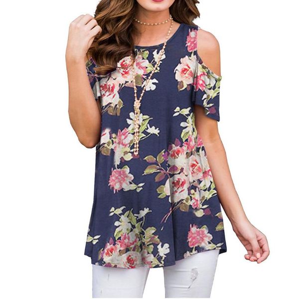 women's blouses & shirts fashion floral print blouse o-neck cold shoulder casual summer ladies female women short sleeve blusa, White
women's blouses & shirts fashion floral print blouse o-neck cold shoulder casual summer ladies female women short sleeve blusa, White