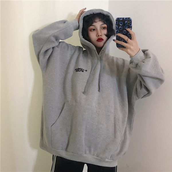 hooded sweater plus velvet autumn and clothing new oversize long sleeve korean style wear winter women's wearcoat winter women's w, Black 
hooded sweater plus velvet autumn and clothing new oversize long sleeve korean style wear winter women's wearcoat winter women's w, Black