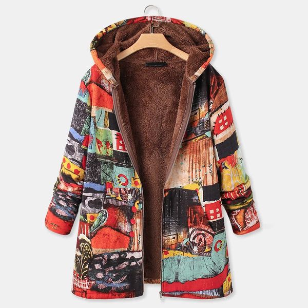 womens plus size print coat winter warm vintage pockets oversize hooded coats female casual outwear fleece jacket for mom#g1 201109, Black;brown
womens plus size print coat winter warm vintage pockets oversize hooded coats female casual outwear fleece jacket for mom#g1 201109, Black;brown