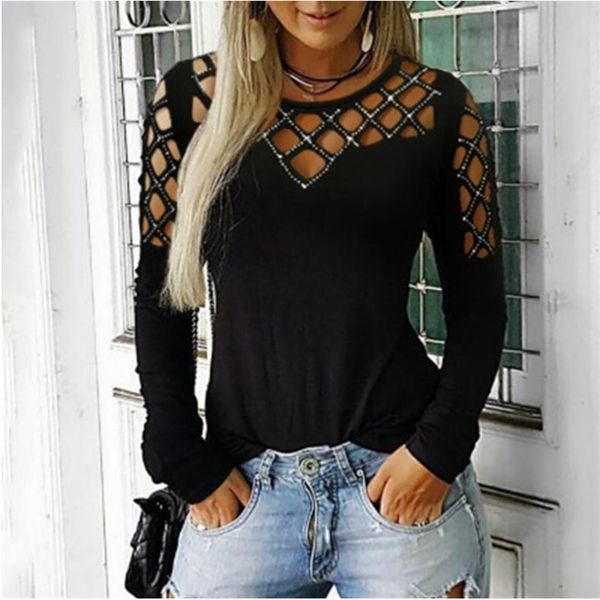 women and blouses plus size female clothing fashion casual crew neck hollow-out studded women long sleeve shirt 201126, White
women and blouses plus size female clothing fashion casual crew neck hollow-out studded women long sleeve shirt 201126, White