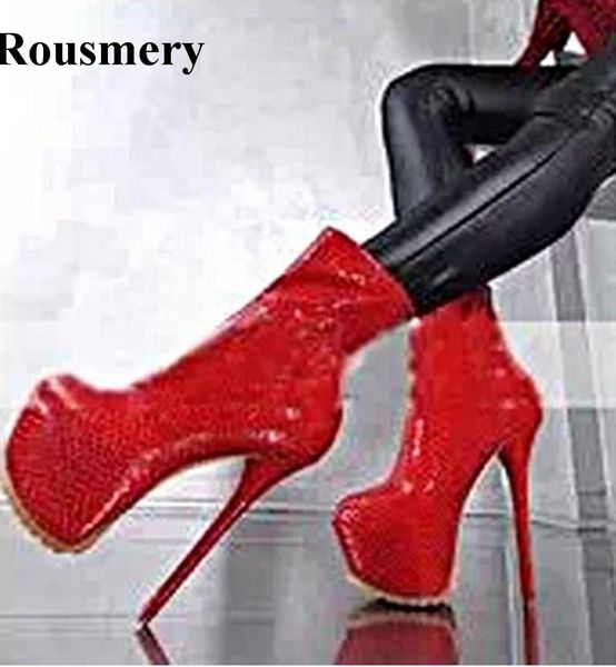 boots women fashion round toe snake leather high platform ankle stiletto heel short thin evening shoes, Black
boots women fashion round toe snake leather high platform ankle stiletto heel short thin evening shoes, Black