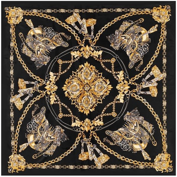 pobing 100% silk women large shawls saddle chain stoles square bandana luxury kerchief hijab scarf female foulards 130cm y201007, Blue;gray
pobing 100% silk women large shawls saddle chain stoles square bandana luxury kerchief hijab scarf female foulards 130cm y201007, Blue;gray
