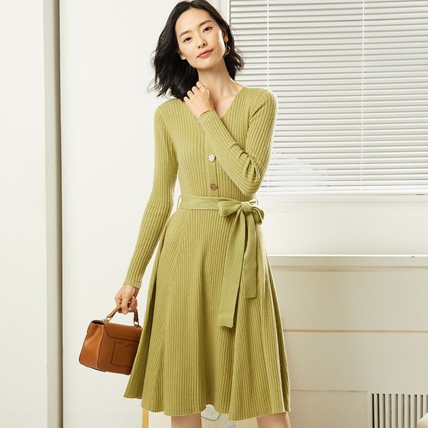 long sweater 2020 skirt dress spring dress new slim fit v-neck vertical grain waistline shows thin over the knee knitted skirt x8hnq, Black;gray 
long sweater 2020 skirt dress spring dress new slim fit v-neck vertical grain waistline shows thin over the knee knitted skirt x8hnq, Black;gray