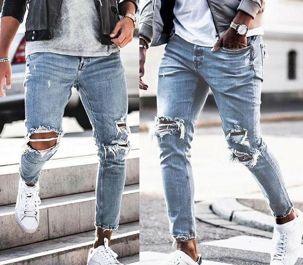 2019 mens distressed ripped biker jeans slim fit motorcycle biker denim for men fashion designer hip hop mens jeans good quality, Blue
2019 mens distressed ripped biker jeans slim fit motorcycle biker denim for men fashion designer hip hop mens jeans good quality, Blue