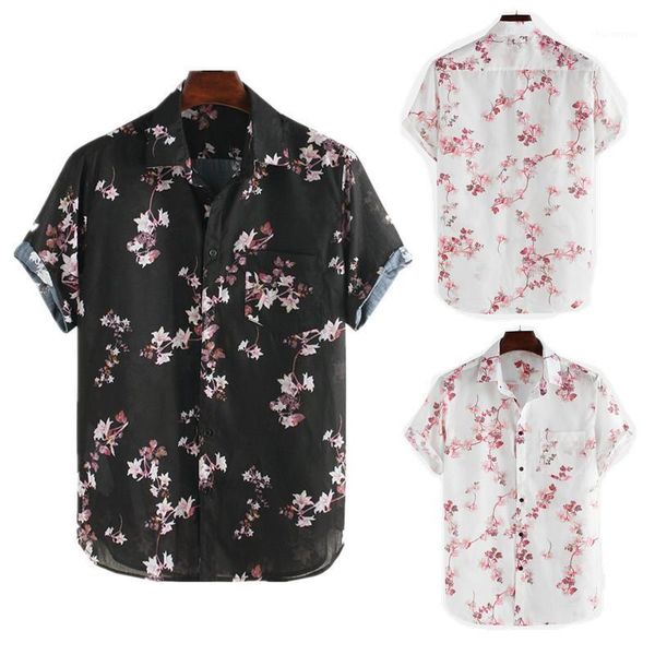 european large size loose summer men's casual flower printed short-sleeved shirt single-breasted lapel fashion male blouse1, White;black
european large size loose summer men's casual flower printed short-sleeved shirt single-breasted lapel fashion male blouse1, White;black