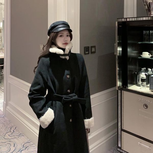 women's wool & blends cashmere coat long woolen women jackets luxury fashion overcoat kobieta kurtka clothing be50nz, Black
women's wool & blends cashmere coat long woolen women jackets luxury fashion overcoat kobieta kurtka clothing be50nz, Black