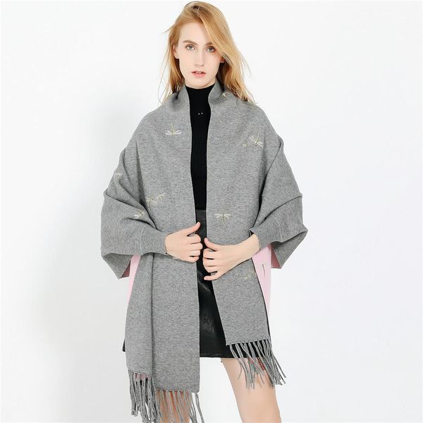 2020 fashion style solid color imitation cashmere dragonfly design tassel with sleeve shawl scarf, Blue;gray
2020 fashion style solid color imitation cashmere dragonfly design tassel with sleeve shawl scarf, Blue;gray