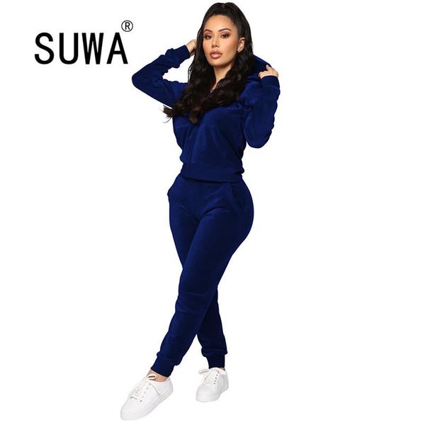 2020 autumn women velvet tracksuit long sleeve hooded jacket and sporty jogger sweatpants velour two piece matching outfits, Gray
2020 autumn women velvet tracksuit long sleeve hooded jacket and sporty jogger sweatpants velour two piece matching outfits, Gray