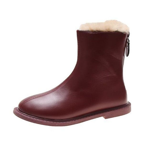 2021 winter plush warm fashion boots casual flat snow boots, Black