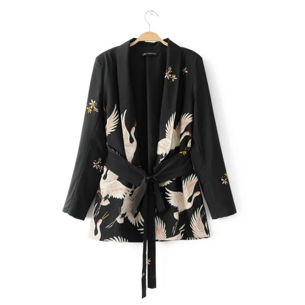 fashion women red crowned crane printing kimono style jacket casual long sleeve coat vintage knotted belt loose c215 y200101, Black;brown
fashion women red crowned crane printing kimono style jacket casual long sleeve coat vintage knotted belt loose c215 y200101, Black;brown