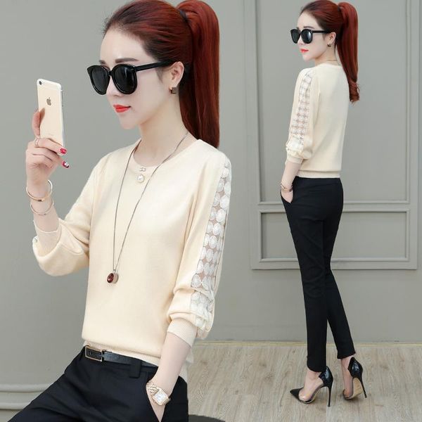 knitting shirt autumn long sleeves o-neck women t-shirts casual pullovers solid wild female ice silk lace sweater tees y144, White;black
knitting shirt autumn long sleeves o-neck women t-shirts casual pullovers solid wild female ice silk lace sweater tees y144, White;black