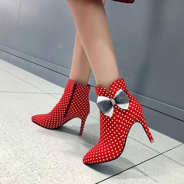 us4-13 womens pointy toe ankle boots dots bowknot mixed colors stilettos high heel shoes warm winter plus size-48 3colors, Black
us4-13 womens pointy toe ankle boots dots bowknot mixed colors stilettos high heel shoes warm winter plus size-48 3colors, Black