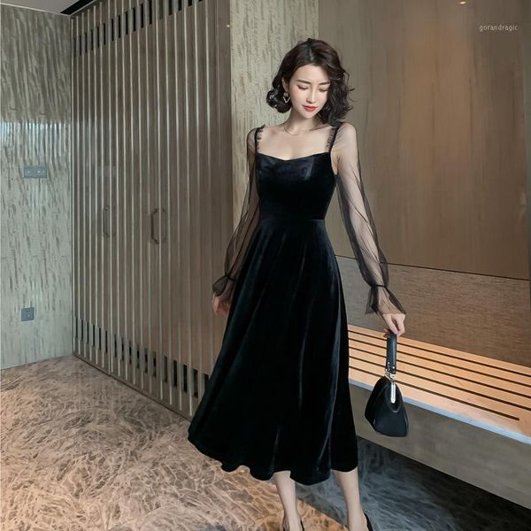 2019 fall winter cross-border clothing brand women's mesh stitching velvet long-sleeved dress christmas dress1, Black;gray
2019 fall winter cross-border clothing brand women's mesh stitching velvet long-sleeved dress christmas dress1, Black;gray