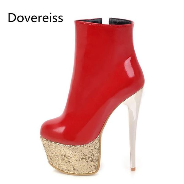 dovereiss fashion women's shoes winter concise pure color platform new red white ankle boots zipper 33-48, Black
dovereiss fashion women's shoes winter concise pure color platform new red white ankle boots zipper 33-48, Black