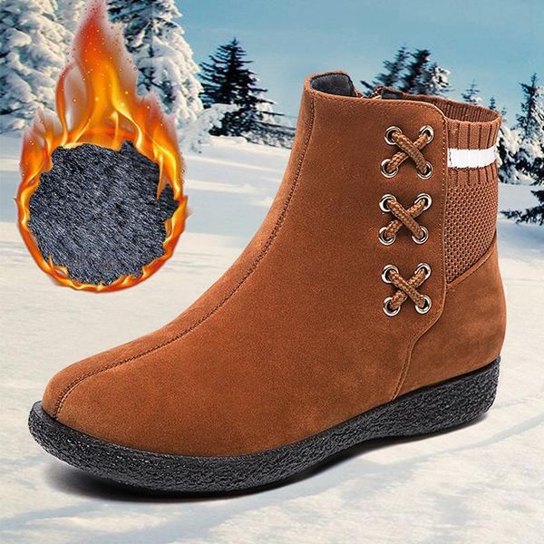 women snow boots winter women shoes cross tied flock boots patchwork striped female short ankle casual plush zippers, Black
women snow boots winter women shoes cross tied flock boots patchwork striped female short ankle casual plush zippers, Black