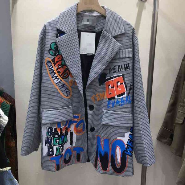 women's suits & blazers autumn trendy letters graffiti long-sleeved suit jacket female women blazer coats iwap, White;black
women's suits & blazers autumn trendy letters graffiti long-sleeved suit jacket female women blazer coats iwap, White;black