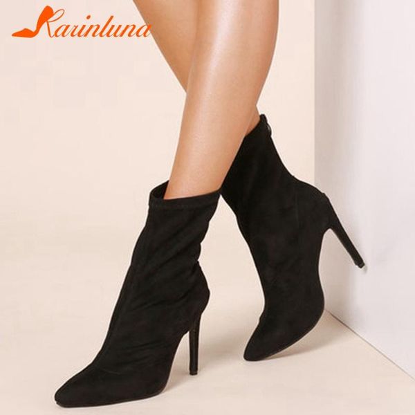 new fashion shoes female stretch fabric flock extremely high thin heels slip-on black party women boots
new fashion shoes female stretch fabric flock extremely high thin heels slip-on black party women boots