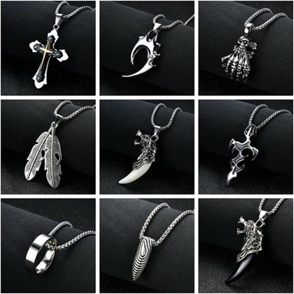 pendant necklaces styles collares men punk vintage cross flame feather wing ghost claw sweater chain short clavicle necklace women, Silver
pendant necklaces styles collares men punk vintage cross flame feather wing ghost claw sweater chain short clavicle necklace women, Silver