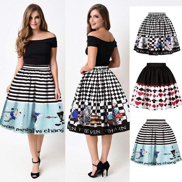 alice's adventures in wonderland women saias femininas skirts party vintage ladies elegant flared pleated midi skirt 1015, Black
alice's adventures in wonderland women saias femininas skirts party vintage ladies elegant flared pleated midi skirt 1015, Black