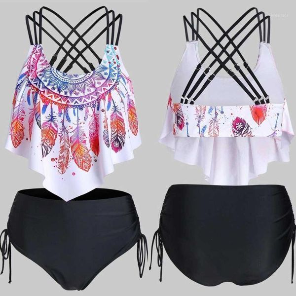 womens feather print tankini swimwear with brief swim costume tummy control swimsuit high waist bathing suit plus size #t2g1, White;black
womens feather print tankini swimwear with brief swim costume tummy control swimsuit high waist bathing suit plus size #t2g1, White;black