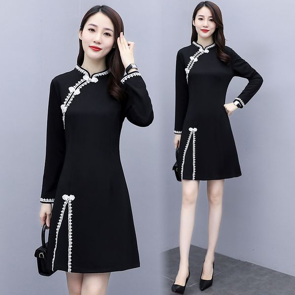 womens cheongsam big plus size casual skinny party beautiful vintage chinese long black dress 6l82, Black;gray
womens cheongsam big plus size casual skinny party beautiful vintage chinese long black dress 6l82, Black;gray