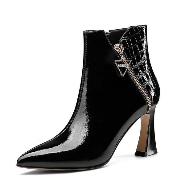 genuine leather high heels women ankle boots metal zippers elegant winter shoes woman party wedding boots size 41 42 43, Black
genuine leather high heels women ankle boots metal zippers elegant winter shoes woman party wedding boots size 41 42 43, Black