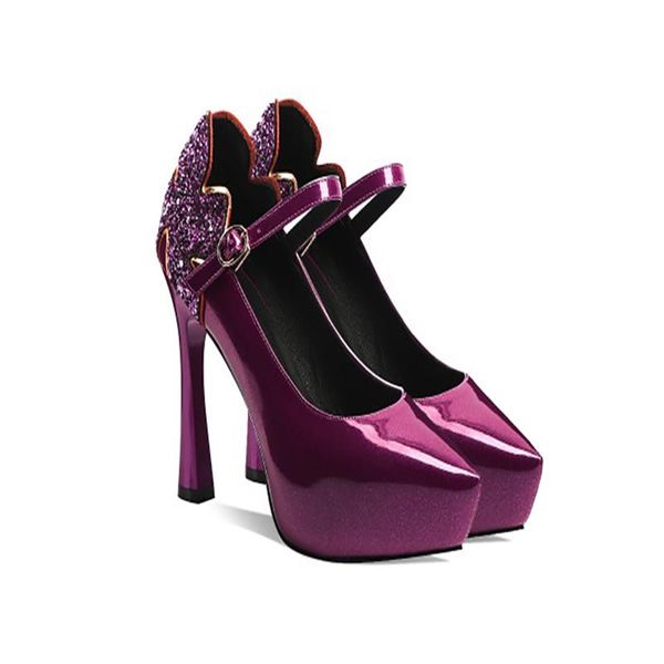 dress shoes arrival patent leather purple chunky high heels stiletto ankle strap with glitter pumps party wedding banquet, Black
dress shoes arrival patent leather purple chunky high heels stiletto ankle strap with glitter pumps party wedding banquet, Black